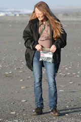 Looking for semi precious stones on the beach at Hokitika