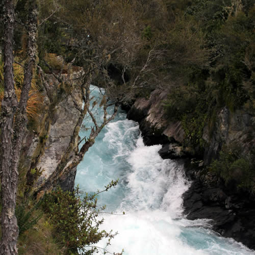 Huka Falls Waikato River entering the narrow ravine