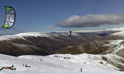 New Zealand Snowkiting, Skiing, Snowboarding, in the southern alps, South Island NZ