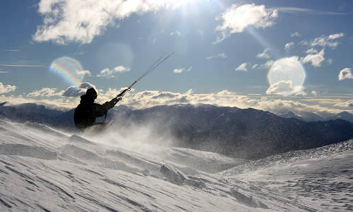 New Zealand Snowkiting in the southern alps, South Island, NZ Skiing Snowboarding