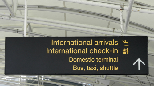 International Arrivals Sign at an Airport in New Zealand International Arrivals Sign at an Airport in New Zealand
