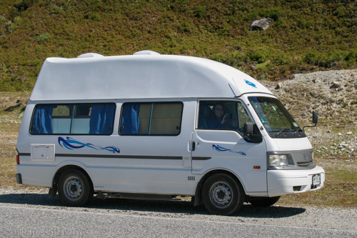Campervan Travel along Haast Pass, South Island, New Zealand