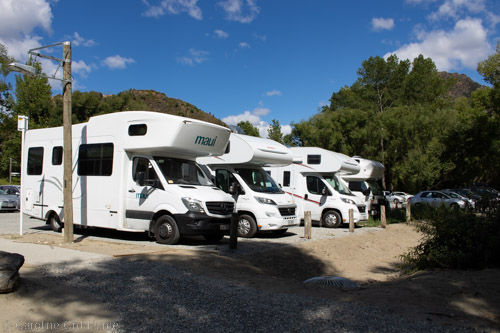 Motorhome Campervans Parked in a Car Park at Arrowtown, New Zealand 