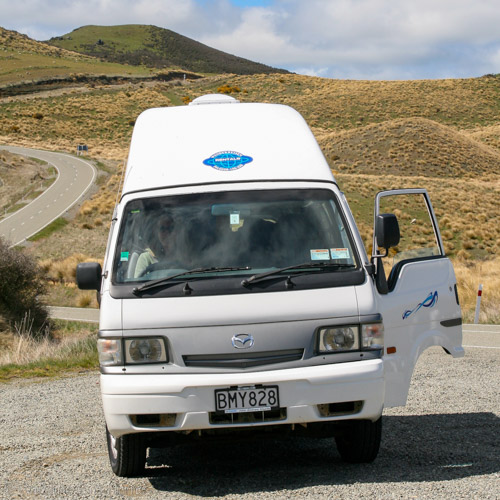Campervan on SH85 in Summer, Otago, New Zealand
