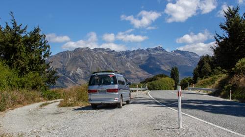 Toyota Regius Converted to Campervan on the Road to Glenorchy, South Island, New Zealand