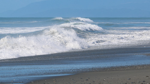 Hokitika Surfing Beach in the Tasman Sea, on the West Coast of the South Island, New Zealand