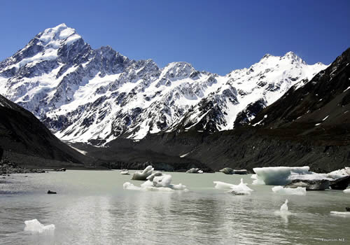 End of the Hooker Valley Track. Hooker Glacier Lake
