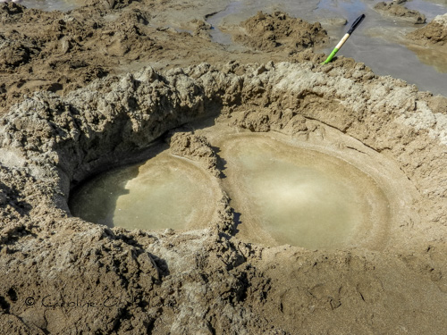A Double Hot Pool on Hot Water Beach, Coromandel Peninsula, Waikato, Bay of Plenty, North Island, New Zealand