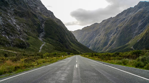Milford Road Highway, Te Anau to Milford Sound. State Highway 94 (SH94) / Te Anau Milford Highway. Fiordland, Southland, South Island, New Zealand