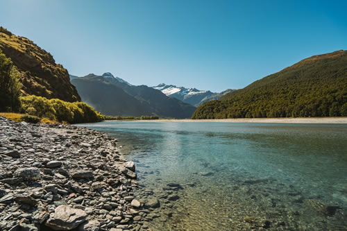 River and mountains in Mount Aspiring National Park, New Zealand
