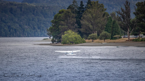 Scenic Flight Taking off on Lake Te Anau. Fiordland, South Island, New Zealand