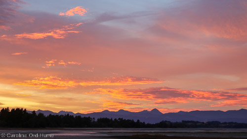 Cloudy sunset over the Coromandel Peninsula New Zealand