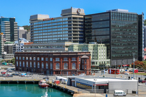 Wellington harbour historic building, New Zealand