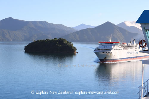 Interislander Ferry Sailing in Marlborough Sounds, South Island, New Zealand